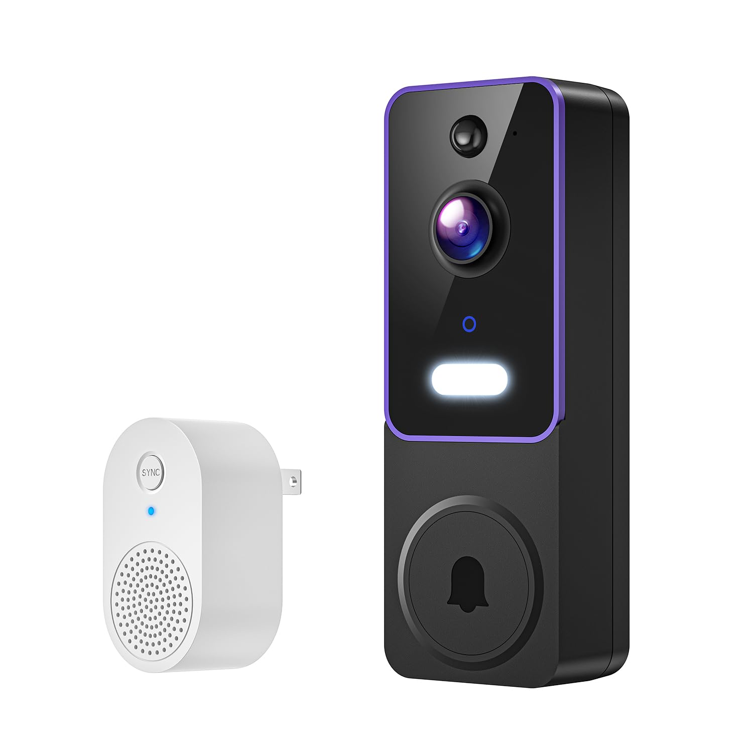 Video Doorbell Camera Wireless with Doorbell Receiver, Battery Powered, AI Human Detection, 2-Way Talk, 2.4G WiFi Only, Cloud Storage, Night Vision (Black)