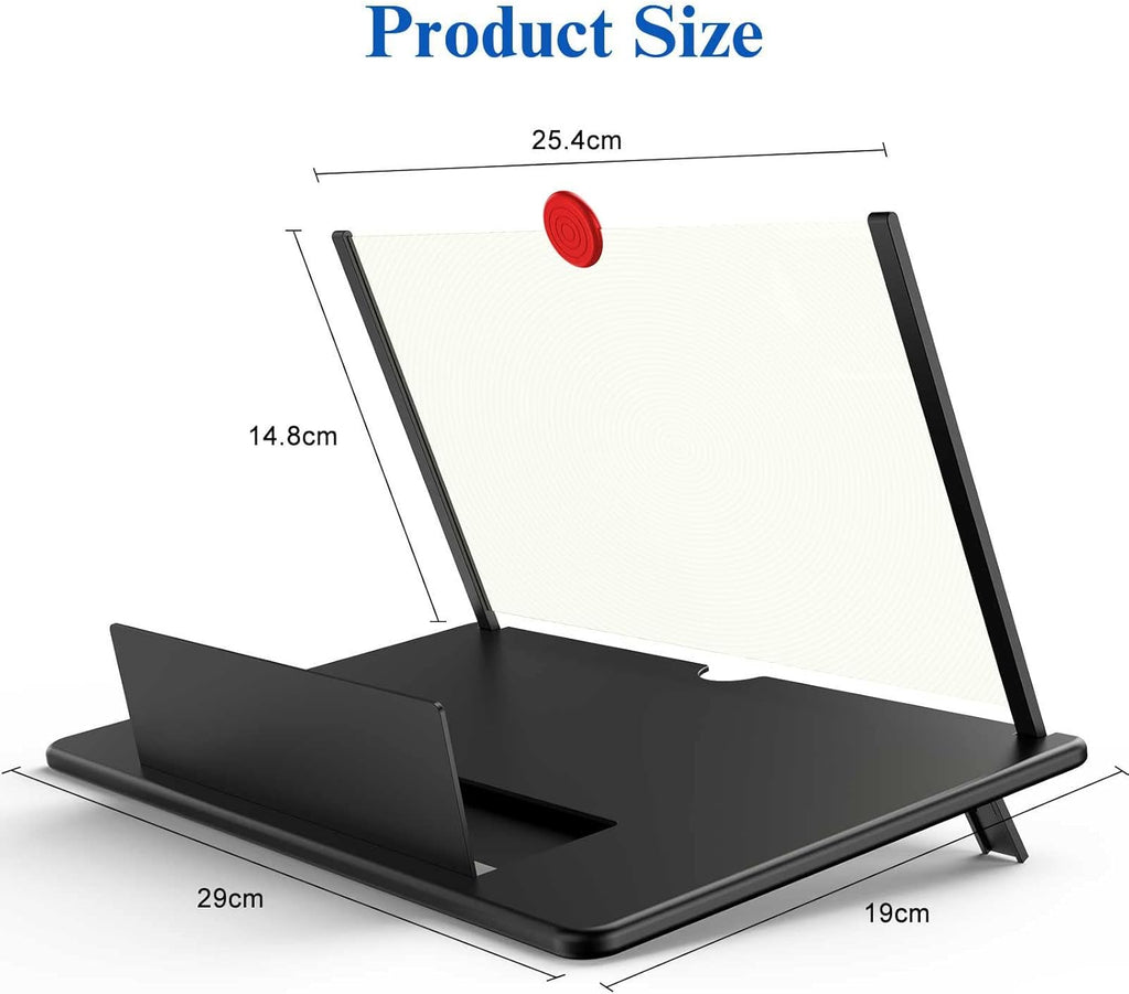 14" Screen Magnifier,3D HD Mobile Phone Magnifier Projector Screen Enlarger for Movies, Videos, and Gaming,Foldable Cell Phone Stand with Screen Amplifier,Supports All Smartphones (Black, 14inch)