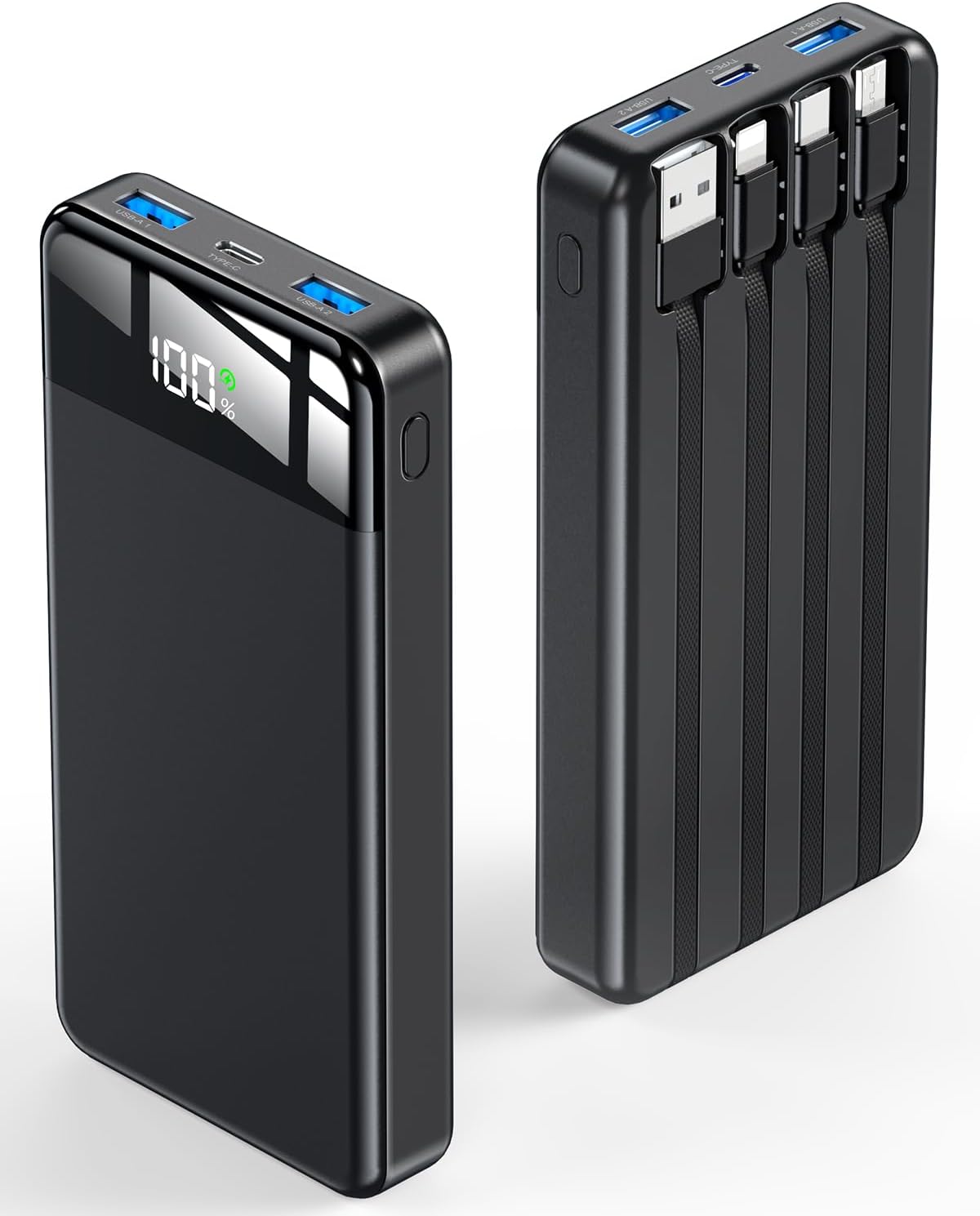 SABANI Portable Charger 35000mAh Power Bank - Portable Battery with 4 Built in Cables, 22.5W Fast Charging Battery Pack Compatible with iPhone 16 15 14 13 Samsung Android Phone etc (1 Pack, Black)