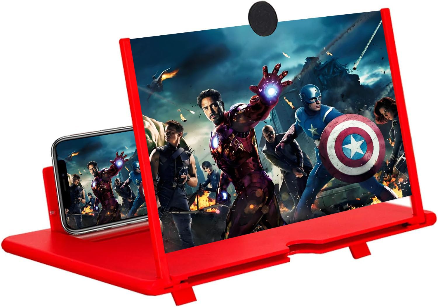 14" Screen Magnifier,3D HD Mobile Phone Magnifier Projector Screen Enlarger for Movies, Videos, and Gaming,Foldable Cell Phone Stand with Screen Amplifier,Supports All Smartphones (Black, 14inch)