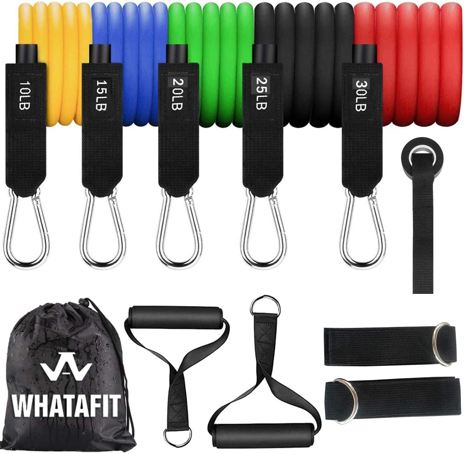 WHATAFIT Resistance Bands, Exercise Bands，Resistance Bands for Working Out, Work Out Bands with Handles for Men and Women Fitness, Strength Training Home Gym Equipment