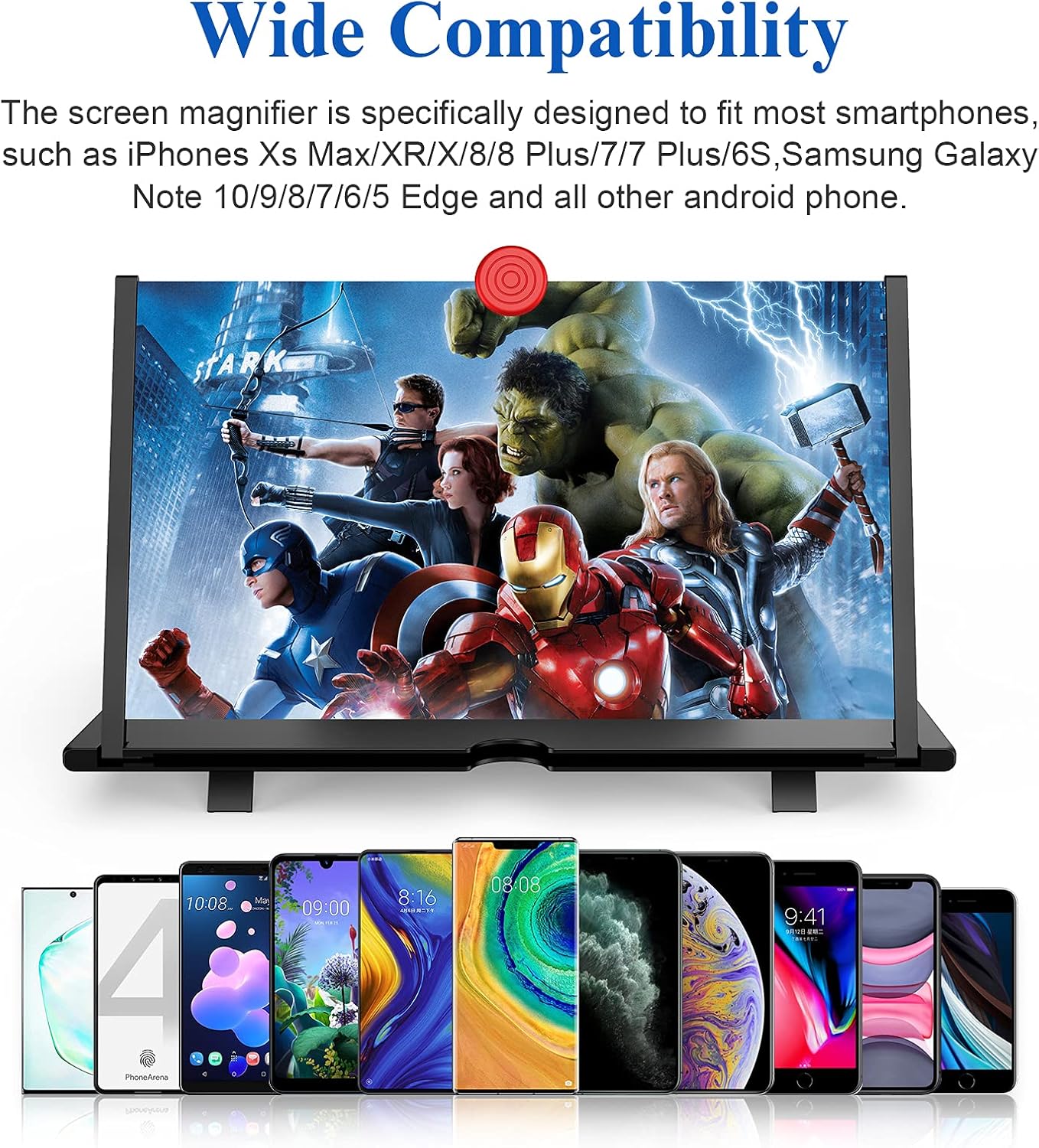 14" Screen Magnifier,3D HD Mobile Phone Magnifier Projector Screen Enlarger for Movies, Videos, and Gaming,Foldable Cell Phone Stand with Screen Amplifier,Supports All Smartphones (Black, 14inch)